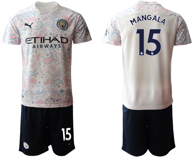 Men 2020-2021 club Manchester City away #15 white Soccer Jerseys